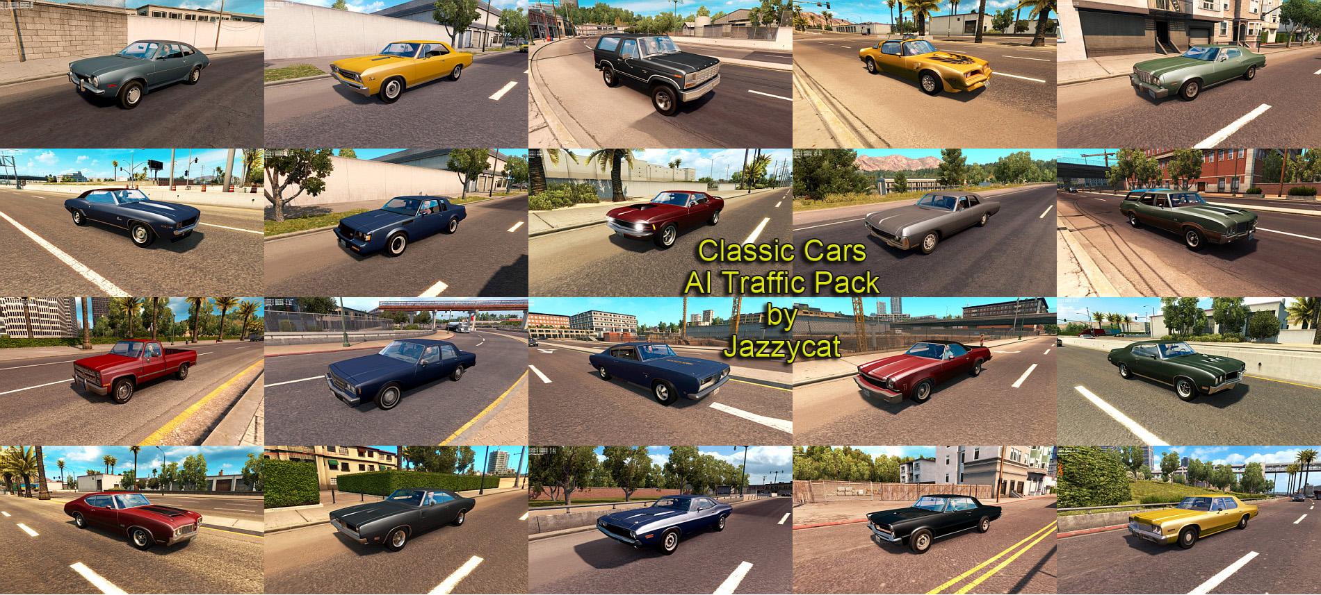ETS2: GTA V Classic Cars in Traffic Pack v1.9.2 [1.41.x] v 1.9.4 Trucks,  Mods, Other, AI Mod für Eurotruck Simulator 2