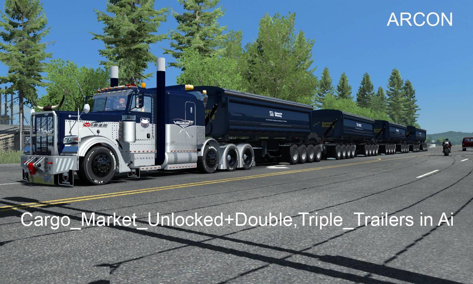 Cargo Market Unlocked + Double, Triple Trailers in Ai v1.0
