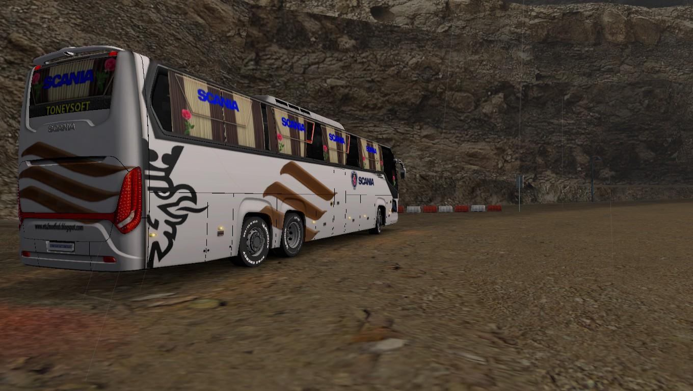 Scania touring bus new 4k skin and update glass and sticker v3.0