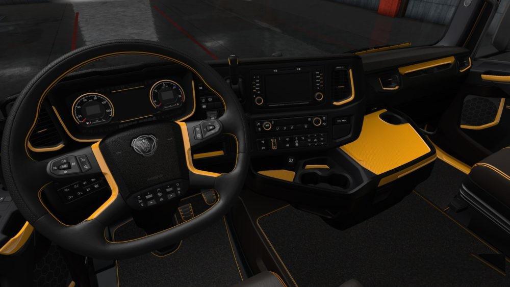 Black Yellow Scania S & R Interior v1.0