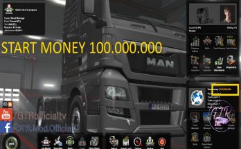 Start Money 100.000.000$ 1.34 ets2 mod