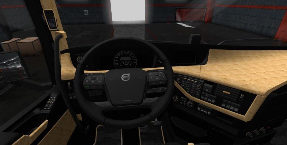 Volvo FH Black Synthetic & Mapple Wood Interior 1.34.x 