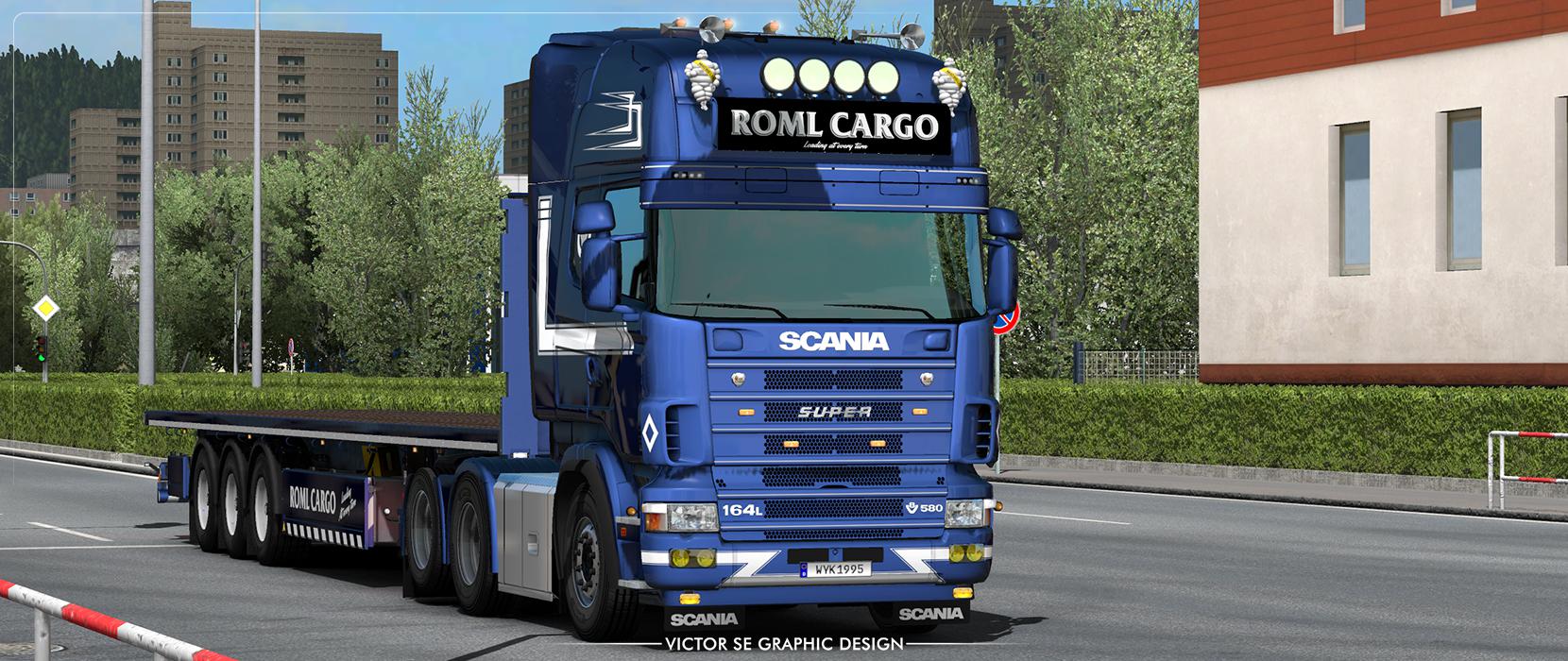 ROML Cargo Scania R 4-series and Krone flatbed Skinpack v1.0 1.34.x