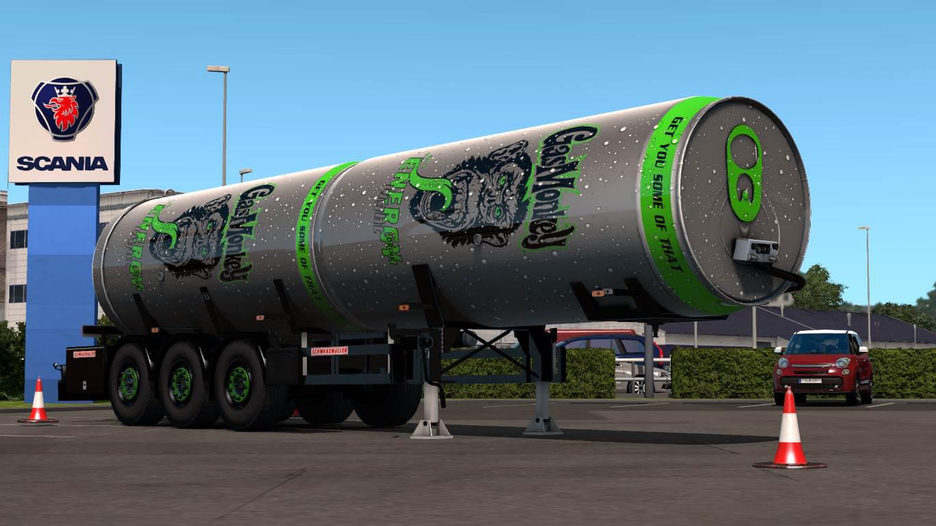 Gas Monkey Energy Scania R + Trailer skins v1.0