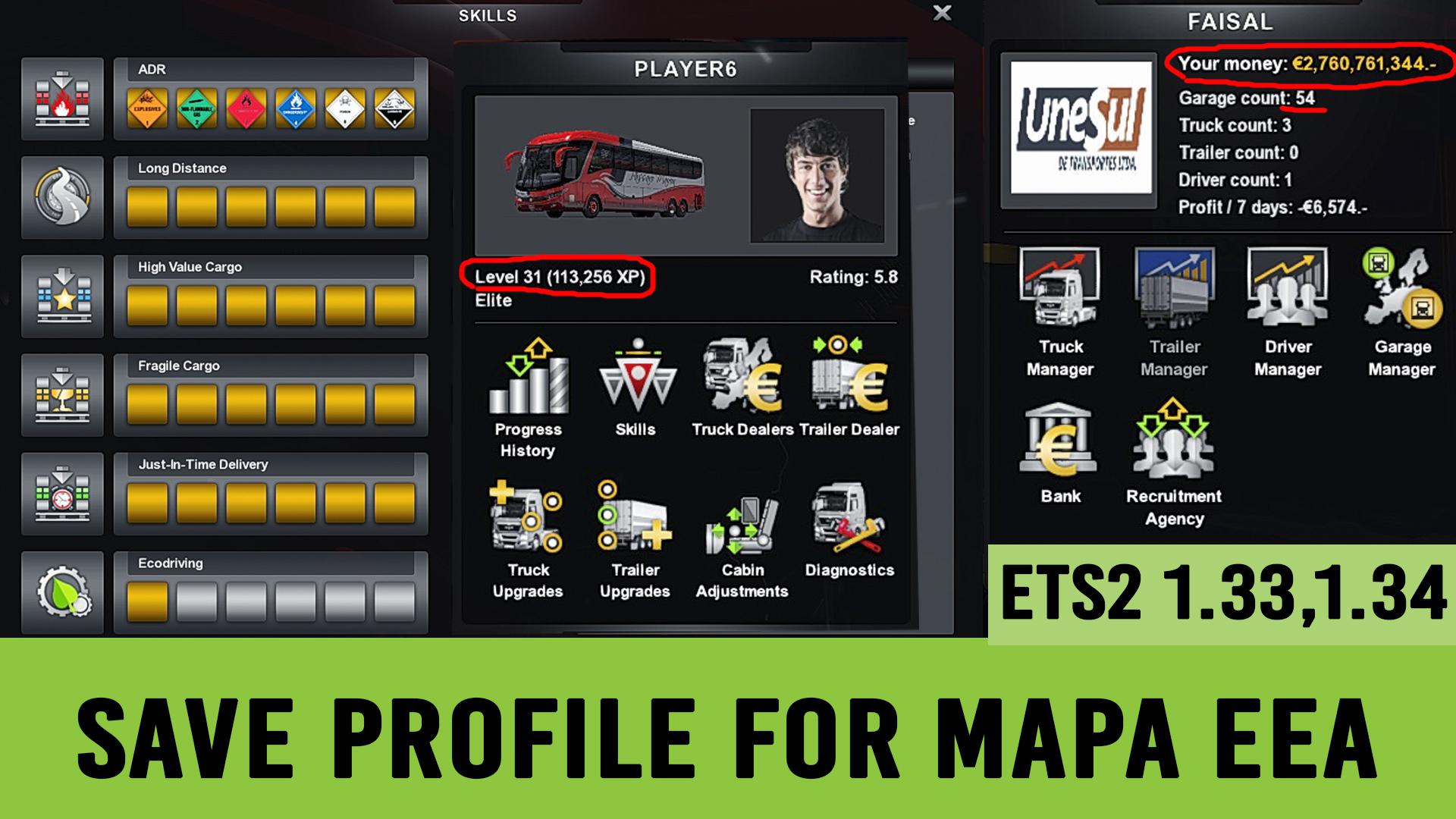 Save Game (Profile) for Mapa EAA Truck and Bus 10 Anos 1.34