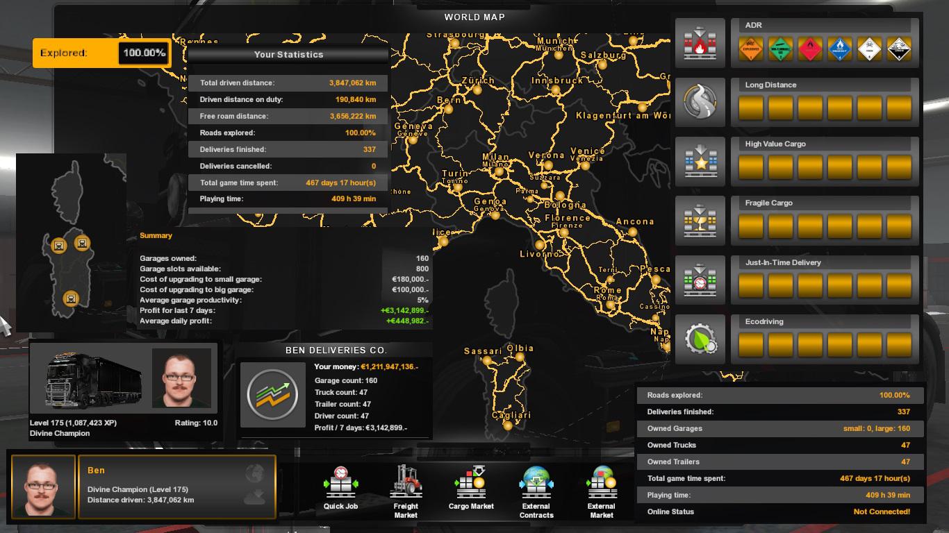 ETS2 100% Explored Save Game Profile v1.35s – Sardinia