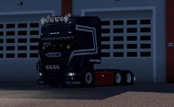 Scania Rjl White, Red and Blue skin Norwegen Style 1.35.x
