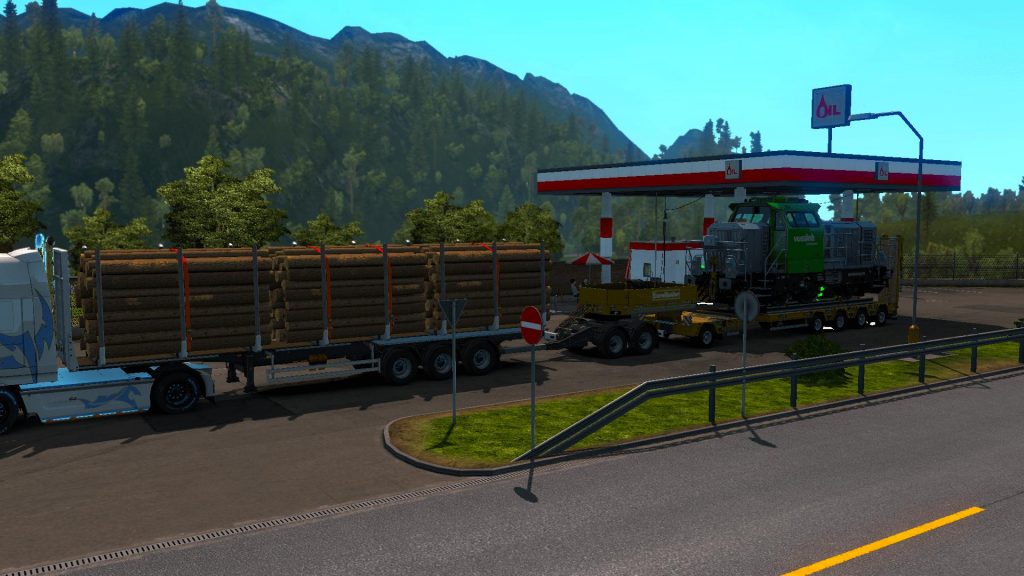 Log Trailer + Low Bed Trailer combination For Multiplayer 1.35.x