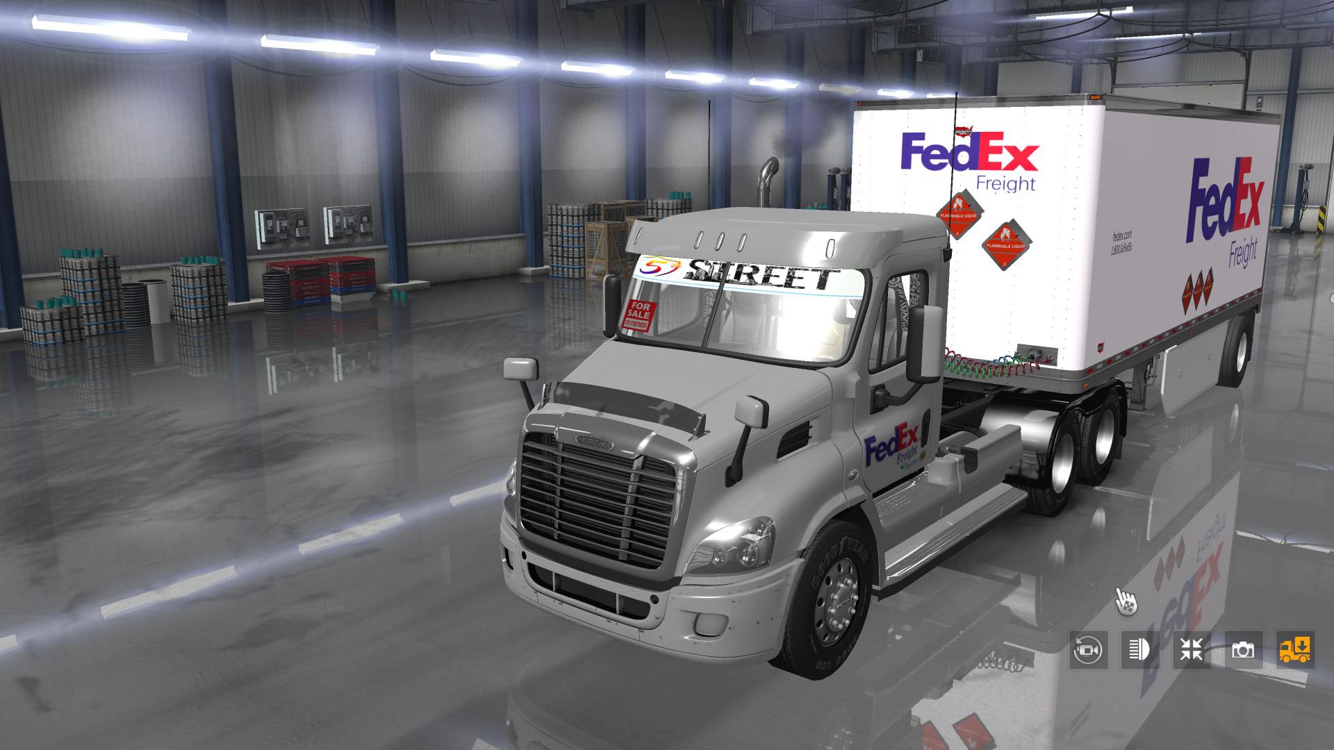 Fedex Official 28 Pup Trailer with Freightliner Day Cab Truck 1.35x