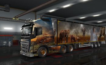 Elephant Theme – Skin for 1.35.x Volvo FH2012 + 2 Trailers