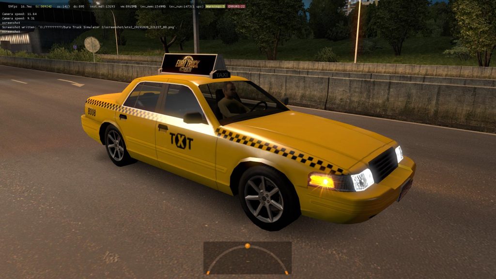 Yellow Taxi with checkers in Traffic ETS2 1.36.x