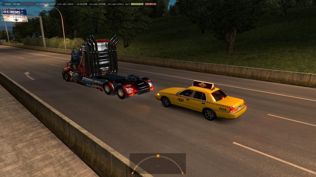 Yellow Taxi with checkers in Traffic ETS2 1.36.x