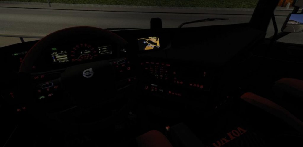 Volvo FH 2012 Black - Red Interior with Red Button Lights 1.36.x