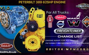 PETERBILT 389 625HP ENGINE FOR ALL TRUCKS MOD FOR ATS MULTIPLAYER 1.39