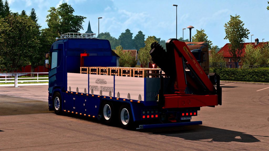 Scania NG Flatbed with Palfinger crane 1.39