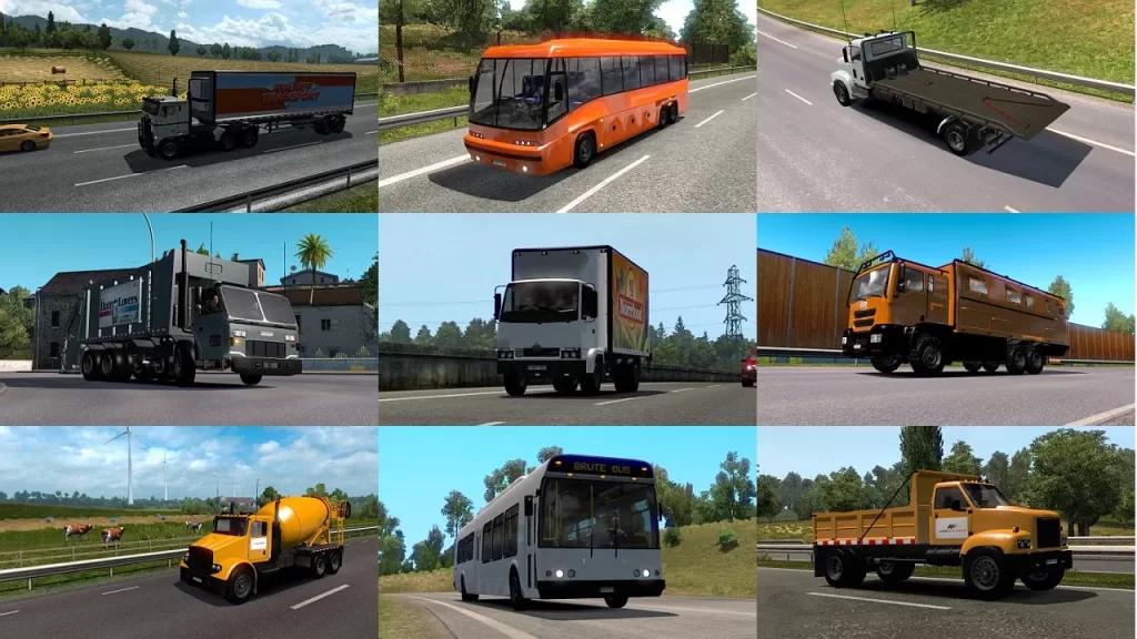 Traffic pack with trucks and buses from GTA 5 1.41