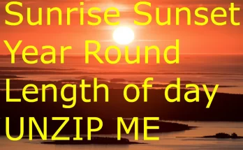 SUNRISE SUNSET YEAR ROUND LENGTH OF DAY 1.43