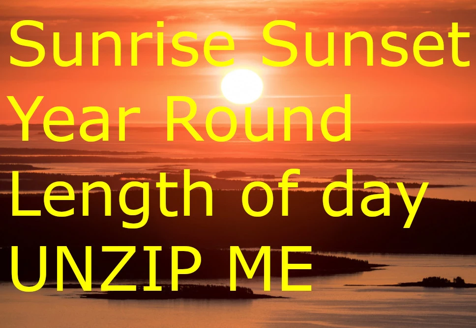 SUNRISE SUNSET YEAR ROUND LENGTH OF DAY 1.43