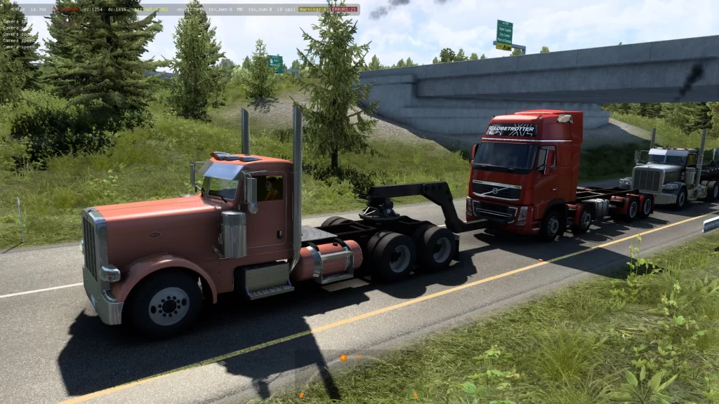TOWING A VOLVO FH16 8X4 TO A SERVICE STATION. TRAFFIC. ATS V1.43