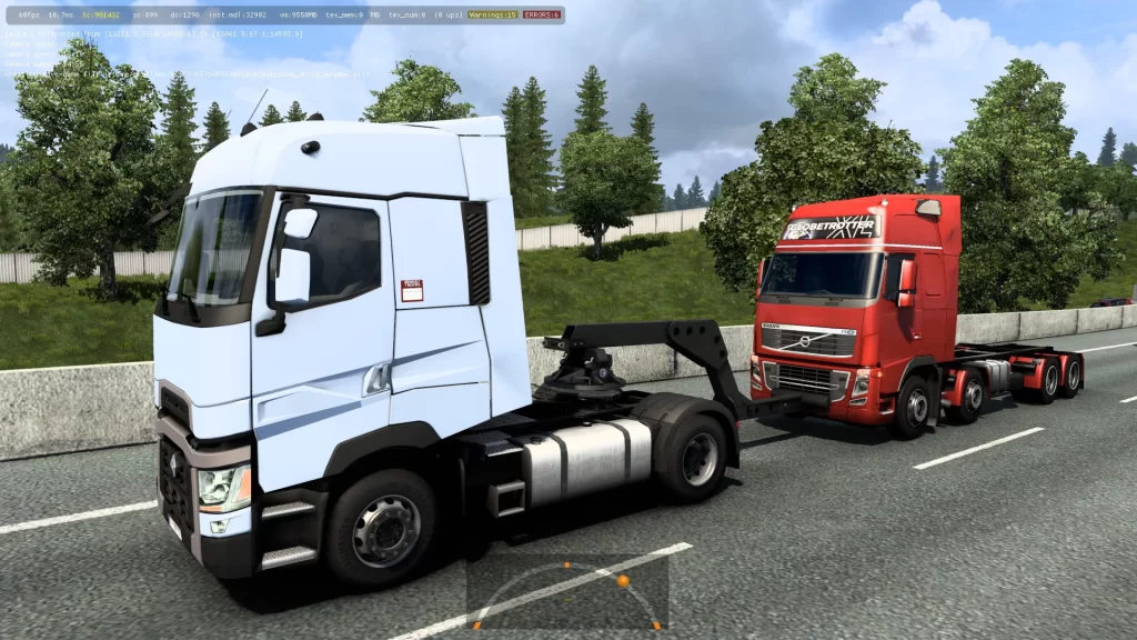 Towing a Volvo FH16 8x4 to a service station. Traffic. ETS2 1.43