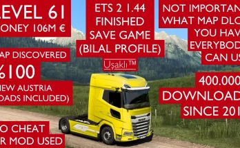 ETS2 – 1.44 Finished Save Game Profile