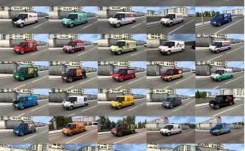 Ford Transit with skins of real companies in traffic 1.44