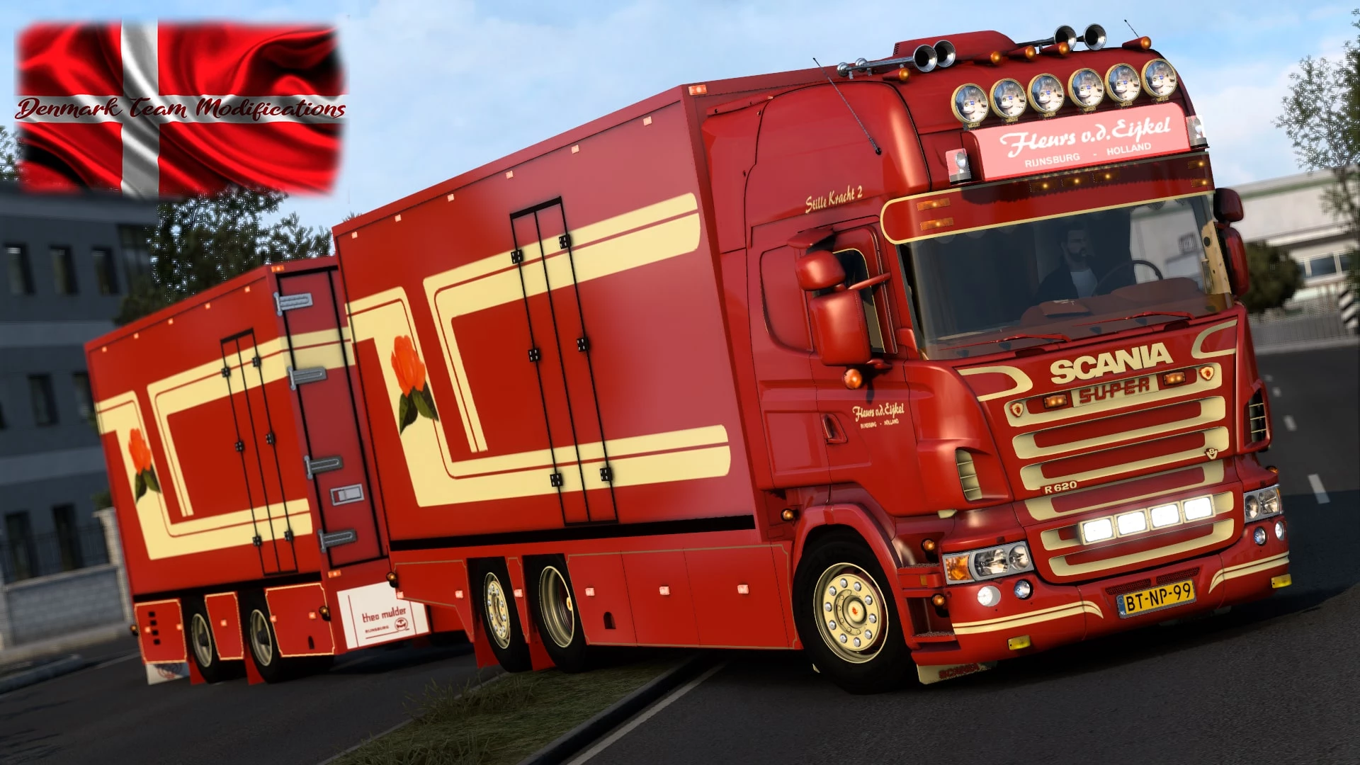 SCANIA R620 FLEURS + TANDEM TRAILER ETS2 1.49.x - Allmods.net