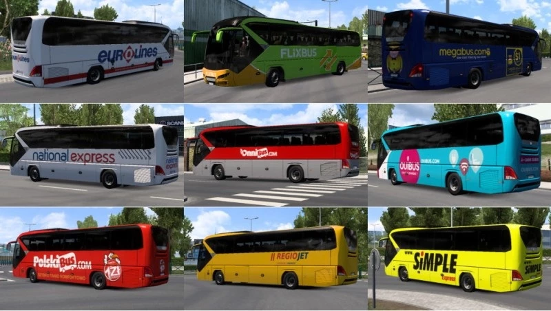 Neoplan Tourliner with skins of real companies in traffic v2.1 1.47