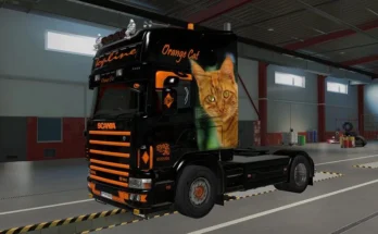 RJL Scania 4 Series Topline Orange Cat Airbrush Skin v1.0