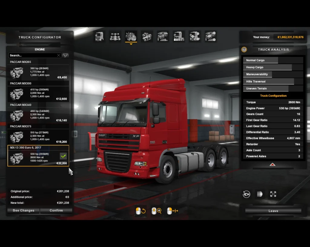 DAF XF 105 530Hp engine 1.47