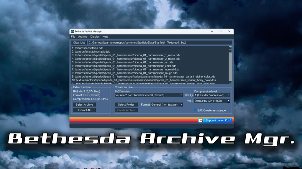 Bethesda Archive Manager - Create and extract BA2 V1.0