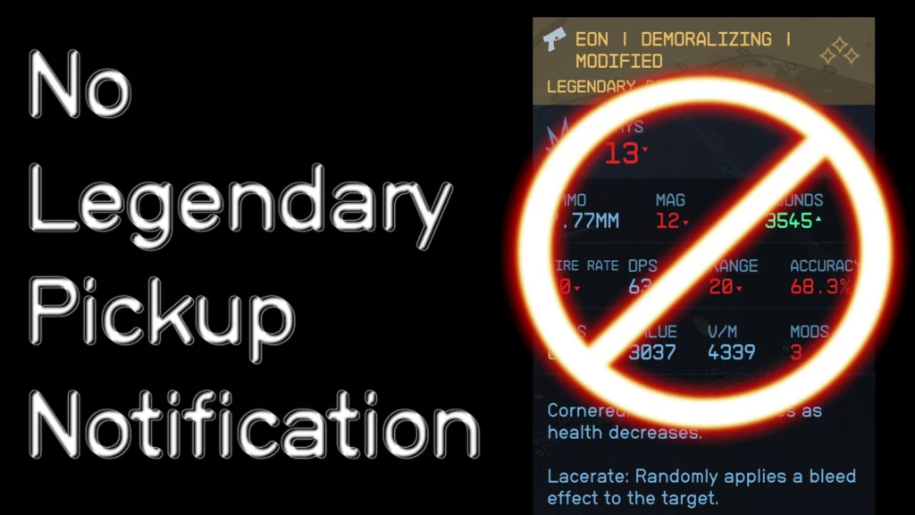 No Legendary Pickup Notification - Remove Rare Epic Legendary Popup V1.1
