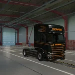 Scania RJL Black And Orange Skin 1.49