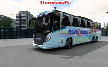 Scania Touring Euro line professional bus skin with bus mods 1.50.x
