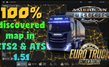 100% opened map in ETS2 Profile will all DLC 1.51