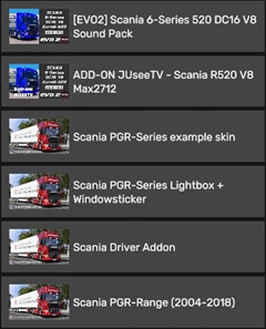 [Add-On] Max2712 Scania R520 V8 Sound To Scania PGR by JUseeTV v1.0