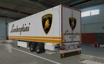 LAMBORGHINI SKIN & MUDFLAP FOR SCS BOX TRAILER v0.1