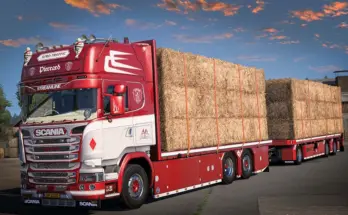 Pierrard Scania R580 V8 Tandem + Royen Trailer v1.54