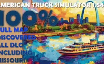 100% opened map in ATS 1.54 with all DLCs incl. Missouri v1.0