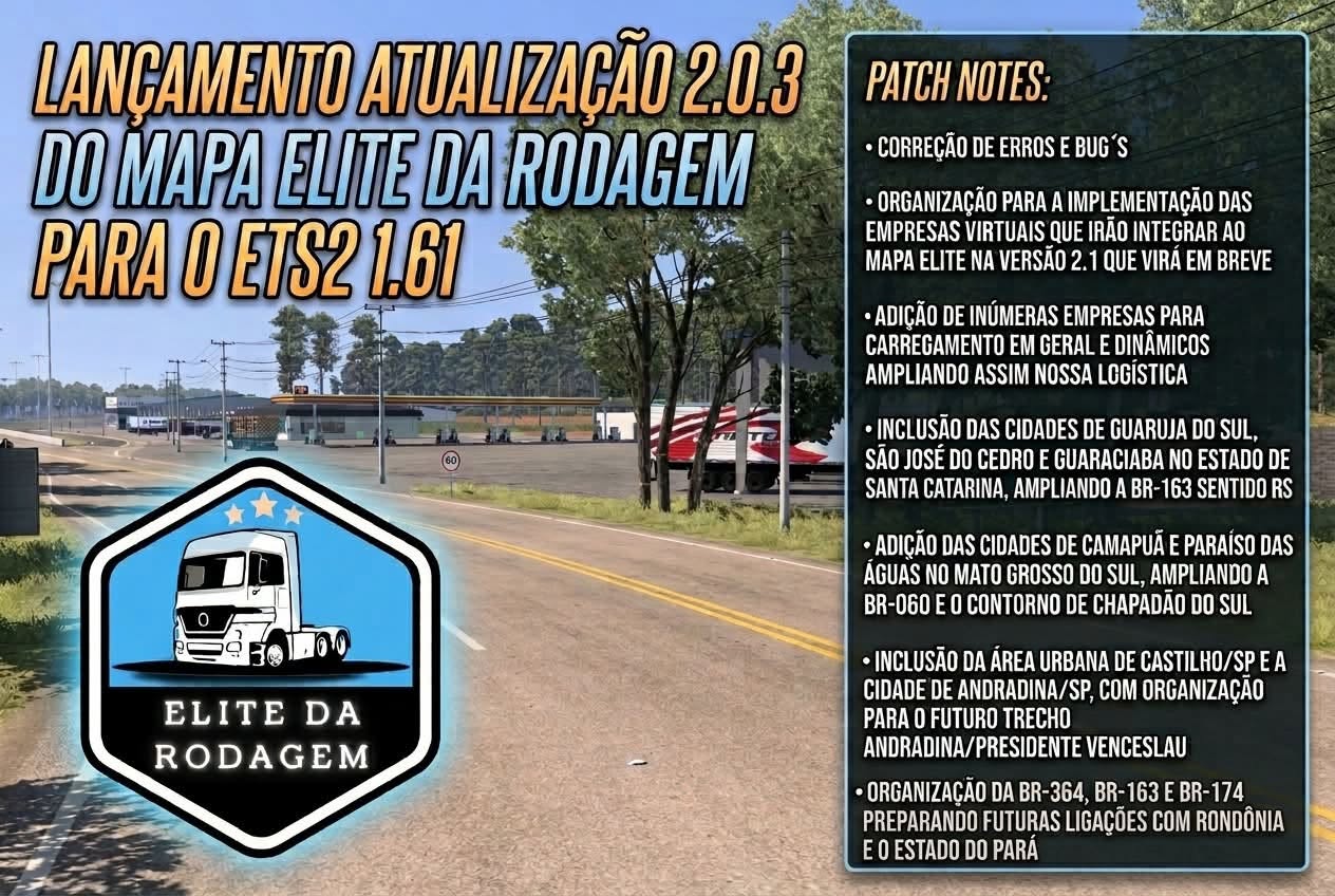 Elite da Rodagem Map – Update 2.0.3 | For ETS2 1.61
